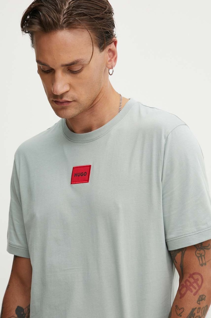 HUGO T-shirt basic męski bawełniany Diragolino212 50447978 szary AA00
