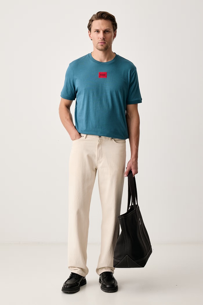 HUGO T-shirt basic męski bawełniany Diragolino212 50447978 niebieski AA00