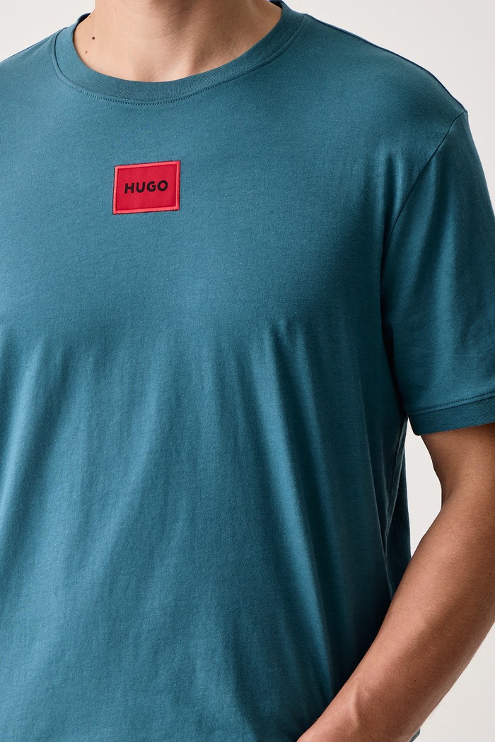T-shirt basic męski bawełniany Diragolino212 HUGO 50447978 niebieski