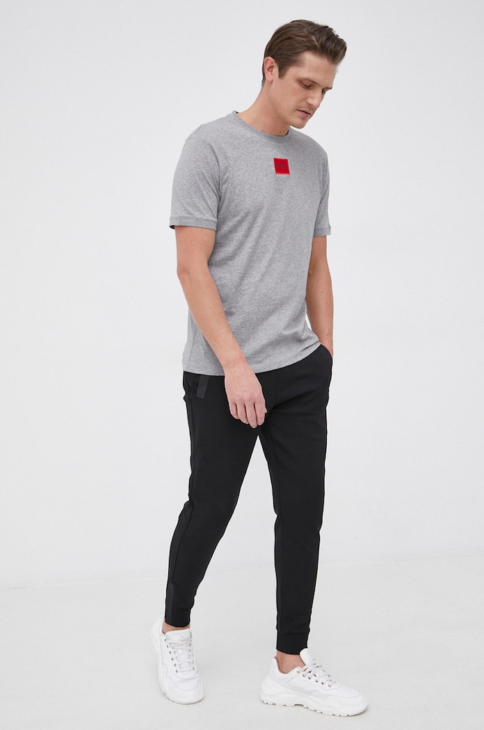 HUGO T-shirt basic męski bawełniany Diragolino212 50447978 szary AA00