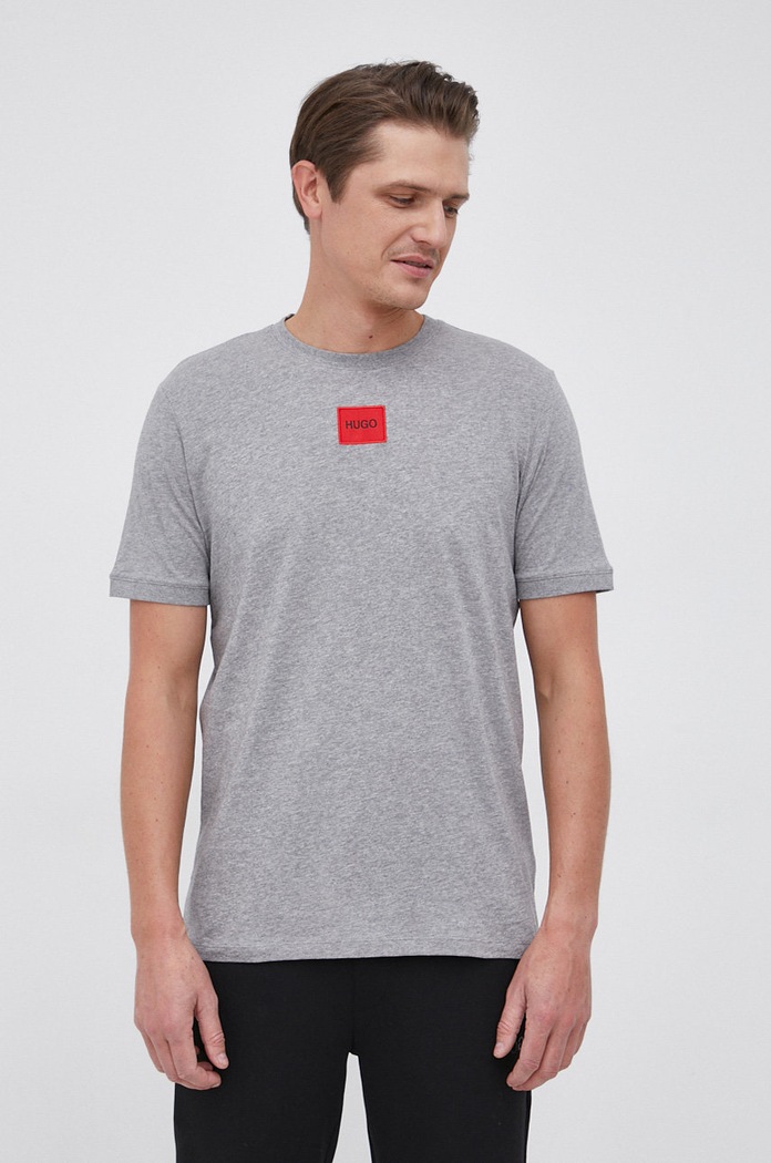 T-shirt basic męski bawełniany Diragolino212 HUGO 50447978 szary