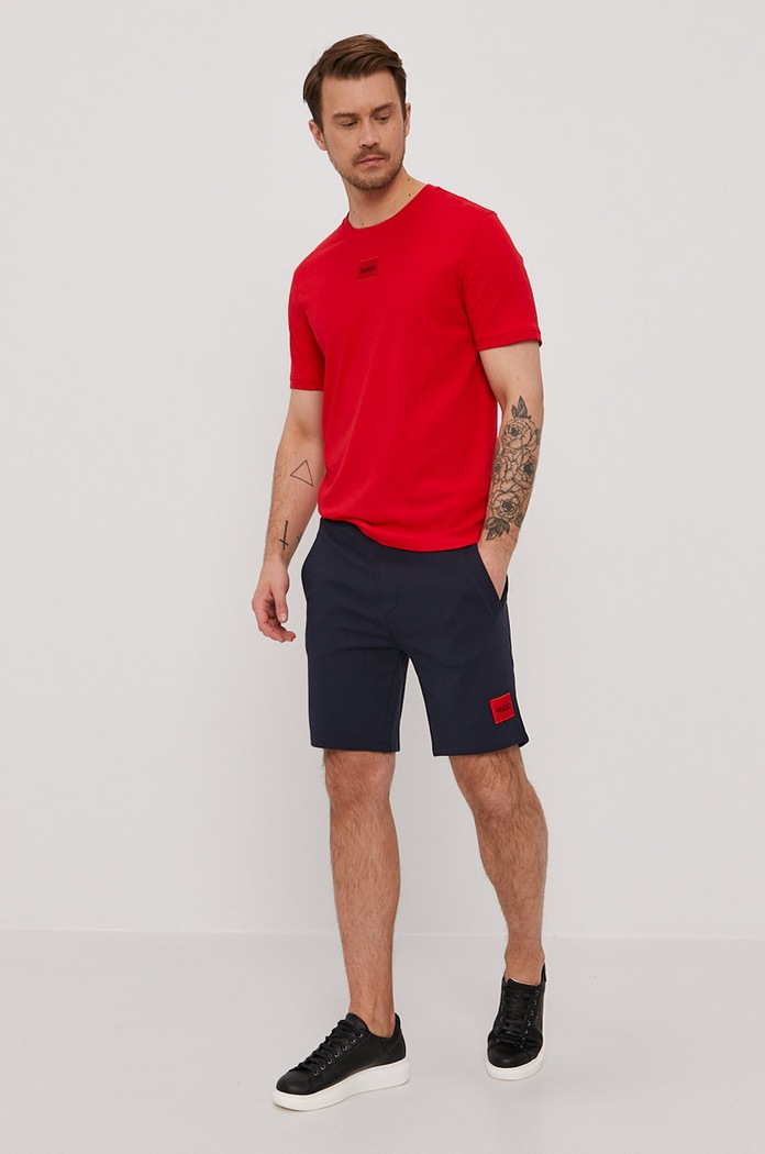 HUGO T-shirt basic męski bawełniany Diragolino212 50447978 czerwony AA00