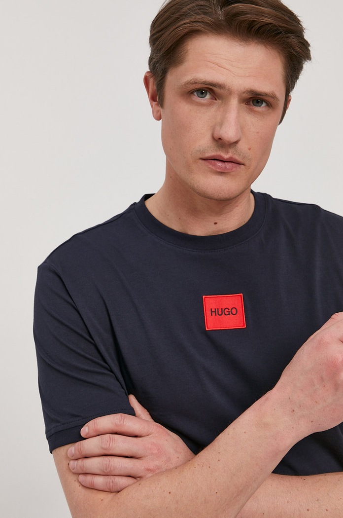 HUGO t-shirt basic ανδρικό βαμβακερό Diragolino212 σκούρο μπλε 50447978