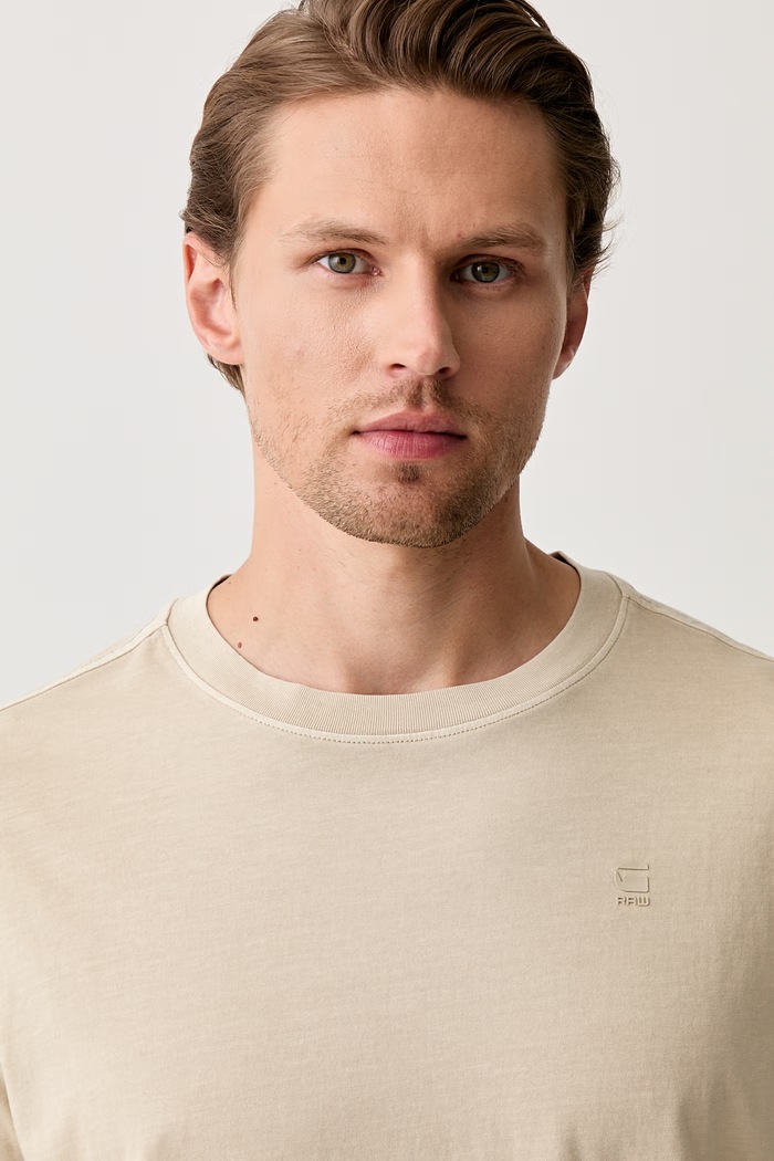 G-Star t-shirt ανδρικό βαμβακερό Lash μπεζ D16396.2653