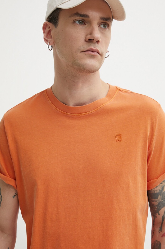 G-Star t-shirt męski bawełniany Lash bawełna pomarańczowy D16396.2653