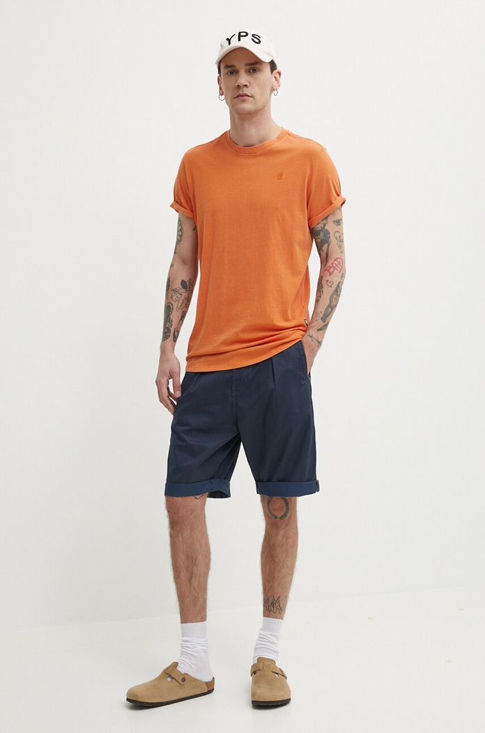 G-Star t-shirt męski bawełniany Lash D16396.2653 pomarańczowy AA00