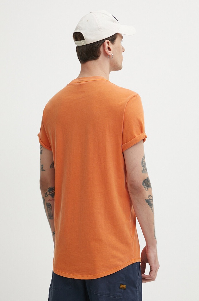 Odzież G-Star t-shirt męski bawełniany Lash D16396.2653 pomarańczowy