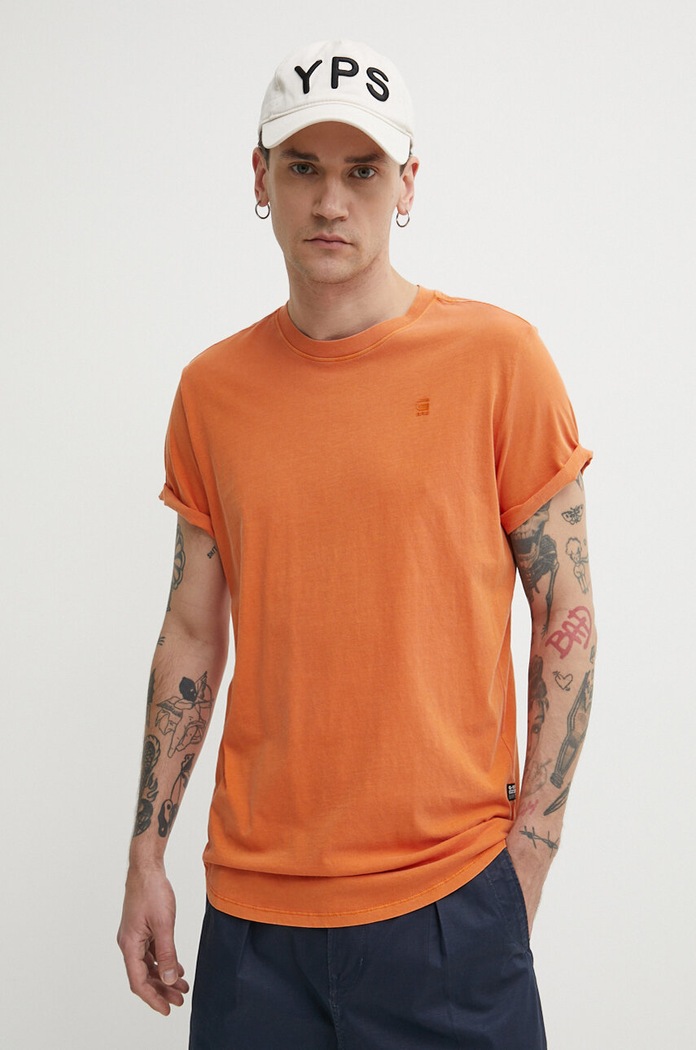 G-Star t-shirt męski bawełniany Lash pomarańczowy D16396.2653