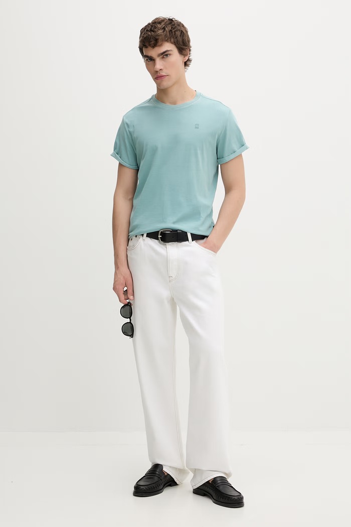 G-Star t-shirt męski bawełniany Lash D16396.2653 turkusowy AA00