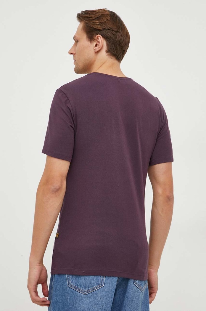 Odzież G-Star T-shirt męski bawełniany z elastanem Slim base D19070.C723 fioletowy