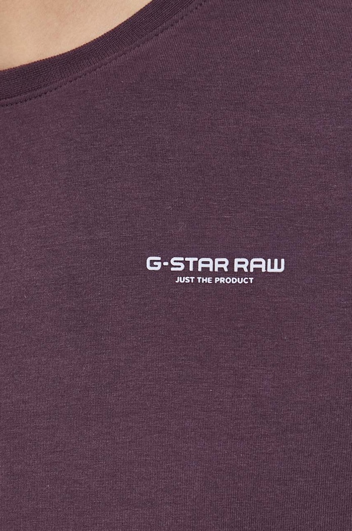 G-Star T-shirt męski bawełniany z elastanem Slim base D19070.C723 fioletowy