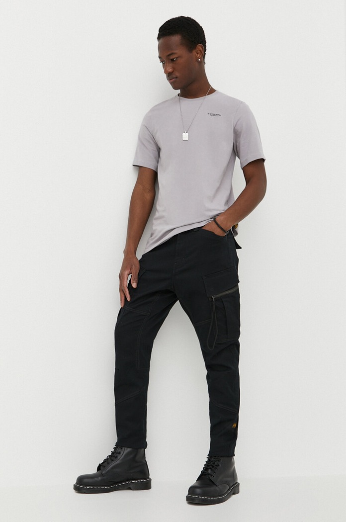 G-Star T-shirt męski bawełniany z elastanem Slim base D19070.C723 szary AA00