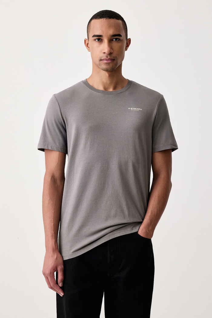 G-Star T-shirt męski bawełniany z elastanem Slim base szary D19070.C723