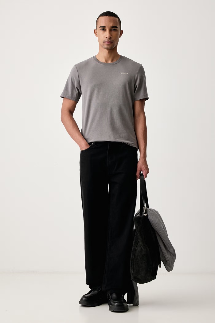 G-Star T-shirt męski bawełniany z elastanem Slim base D19070.C723 szary AA00