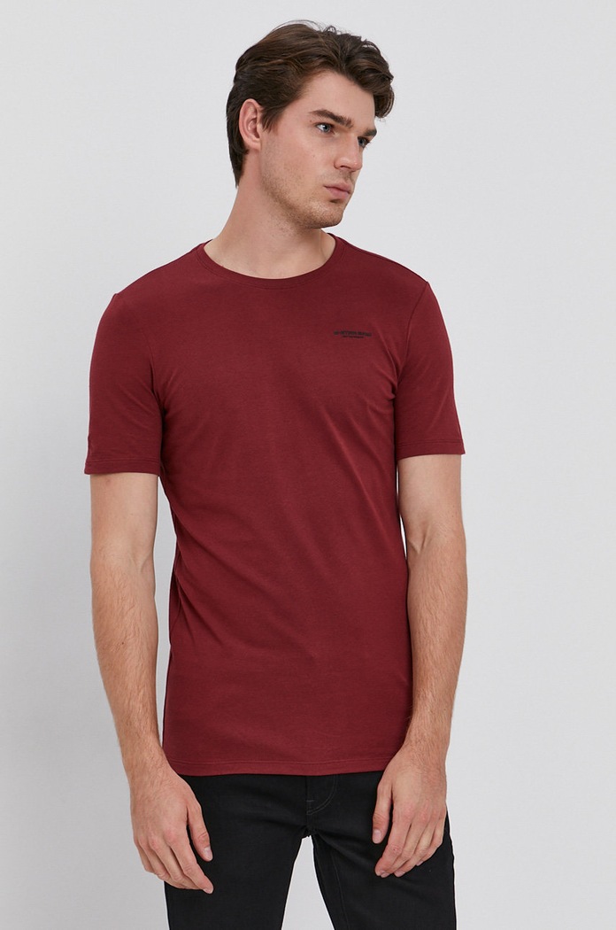 G-Star T-shirt męski bawełniany z elastanem Slim base z elastanem czerwony D19070.C723