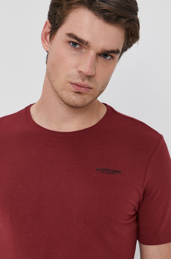 G-Star T-shirt męski bawełniany z elastanem Slim base czerwony D19070.C723