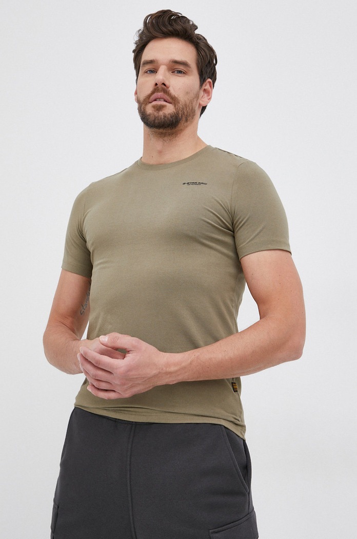 G-Star t-shirt Slim base zielony D19070.C723