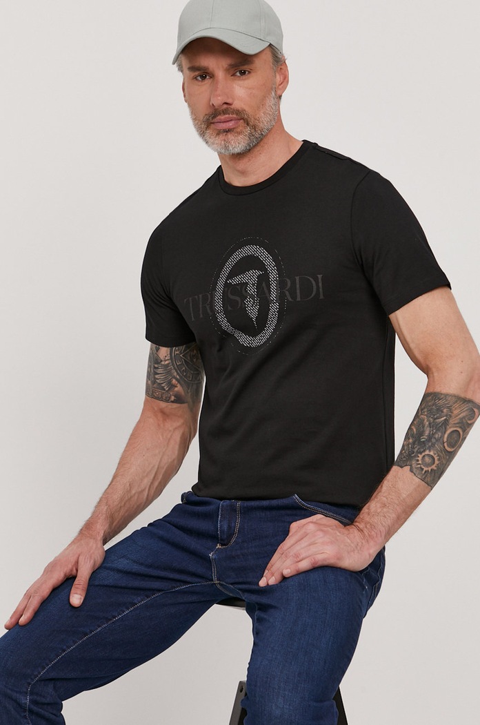 Trussardi Jeans T-shirt nadruk czarny 52T00507.1T003076