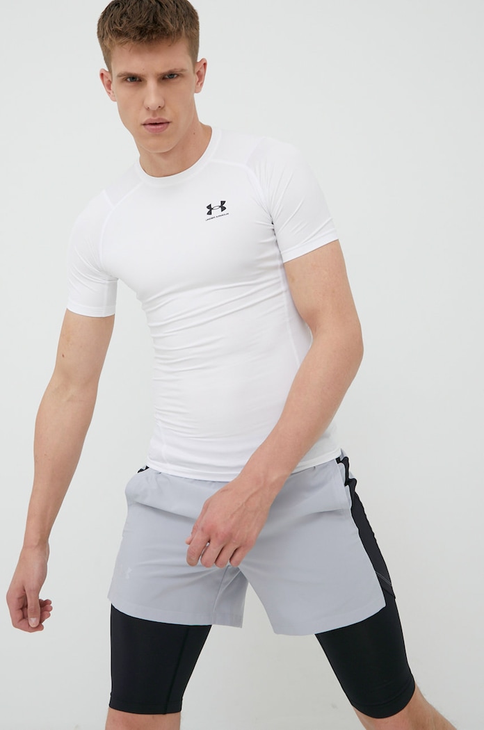 Majica kratkih rukava za trening Under Armour slim bijela 1361518