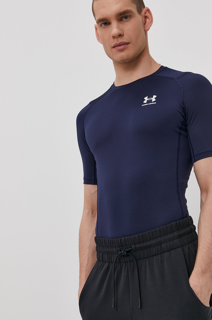 Under Armour t-shirt treningowy męski z elastanem granatowy 1361518