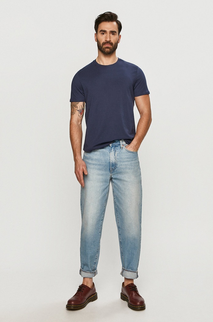 Tricou (2-pack) Wrangler W7BADH114 bleumarin