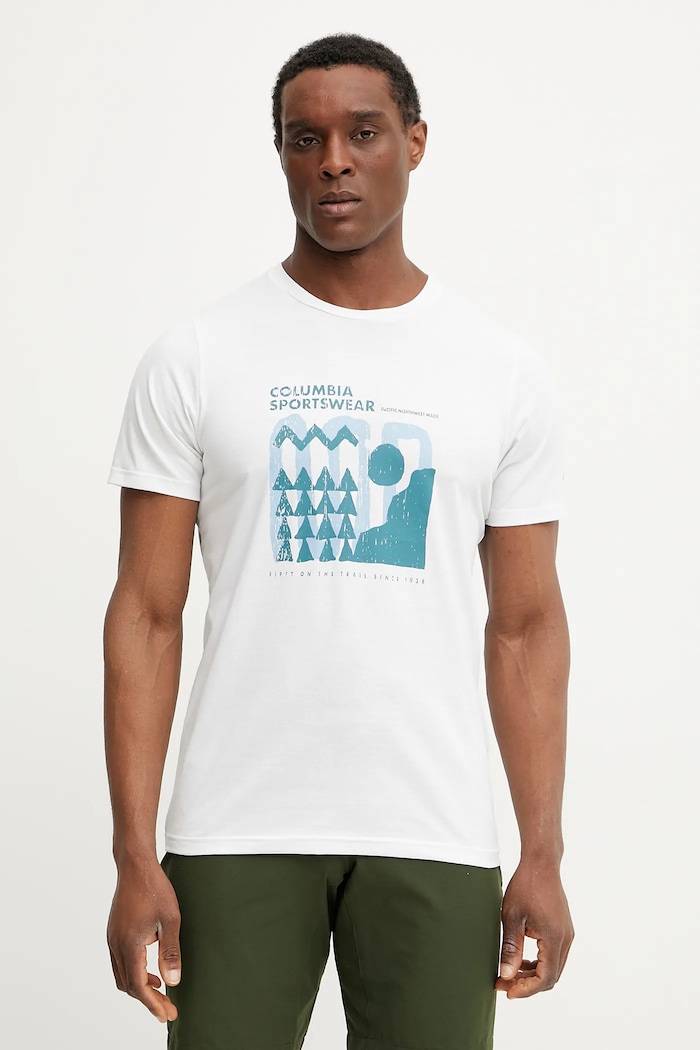 Columbia tricou sport Sun Trek print alb 1931172