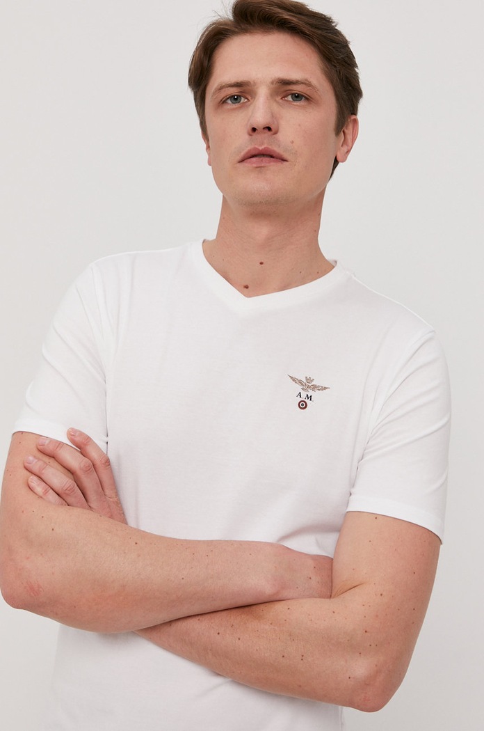 T-shirt Aeronautica Militare bela AM1UTI002
