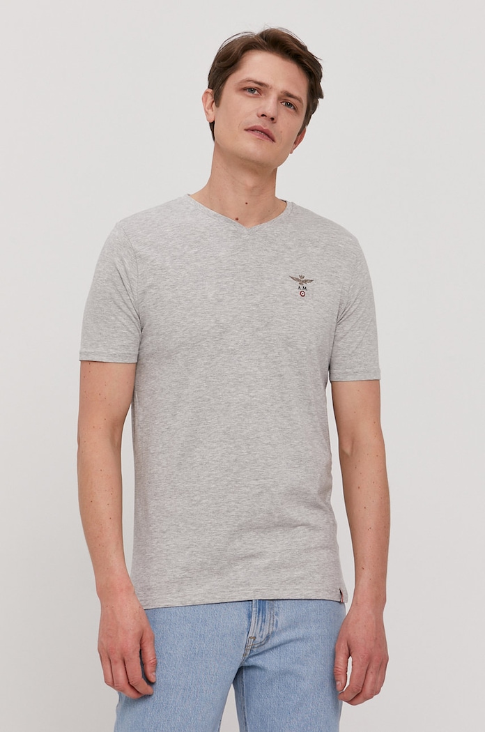 Majica kratkih rukava Aeronautica Militare s elastinom siva AM1UTI002