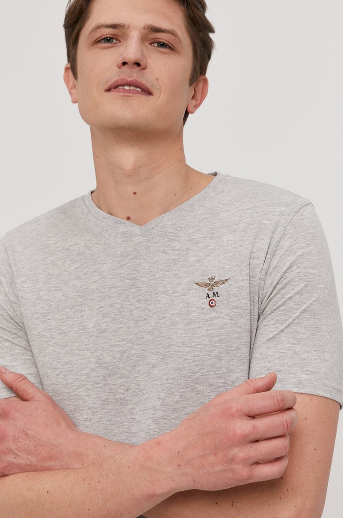 Majica kratkih rukava Aeronautica Militare siva AM1UTI002