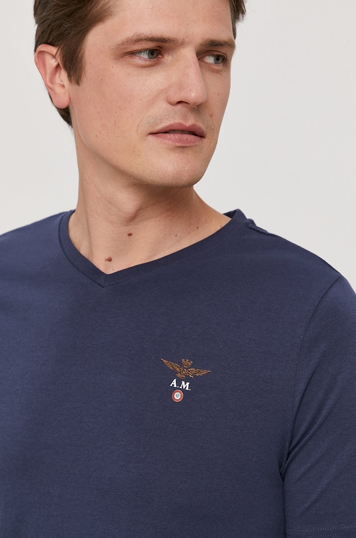 Majica kratkih rukava Aeronautica Militare mornarsko plava AM1UTI002
