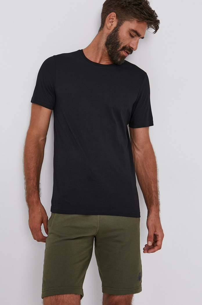 Bombažen t-shirt United Colors of Benetton Okrogel črna 3U53J1F15.100