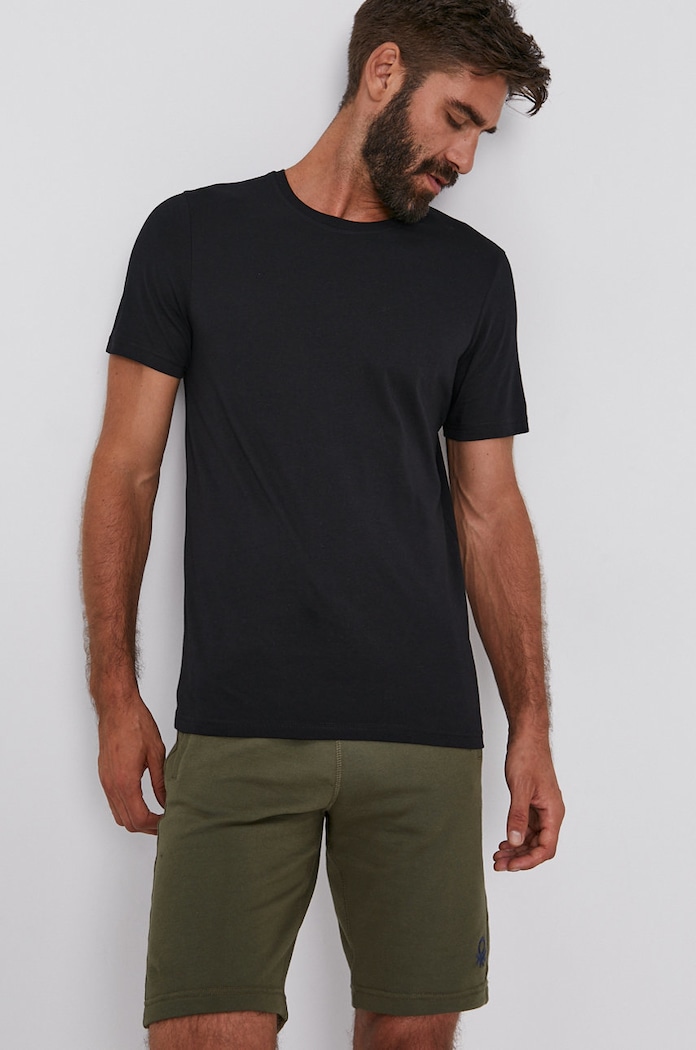 Bombažen t-shirt United Colors of Benetton Okrogel črna 3U53J1F15.100
