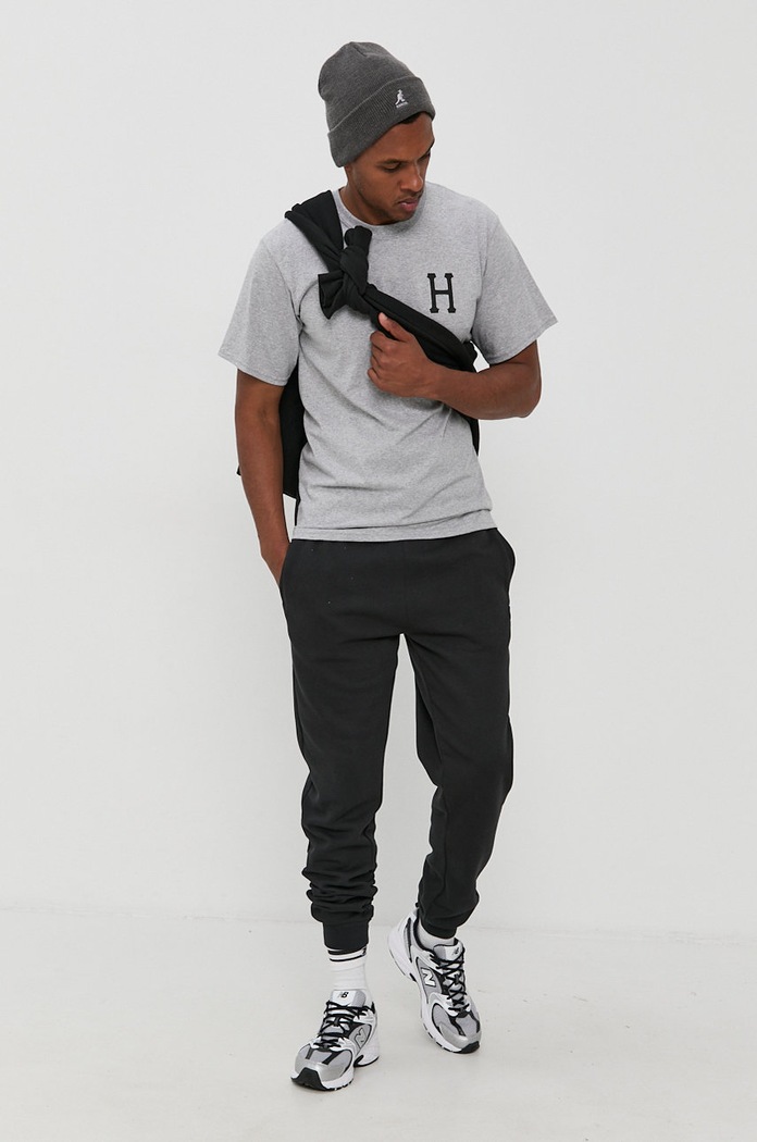 Bavlněné tričko HUF ts01048 šedá SS21