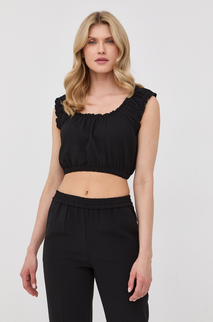 Μπλουζάκι The Kooples κανονικό μαύρο FTOP24074K