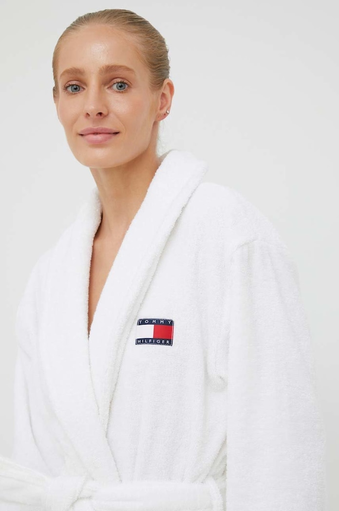 Tommy Hilfiger halat de baie din bumbac alb UW0UW02902.PPYY