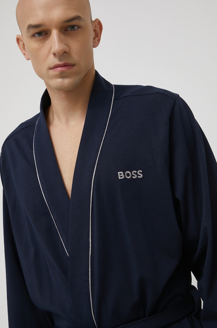 BOSS szlafrok bawełniany 50469624 granatowy 50469624