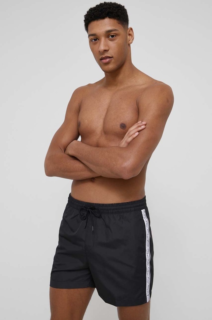 Calvin Klein fürdőnadrág Planet friendly fekete KM0KM00741.PPYY