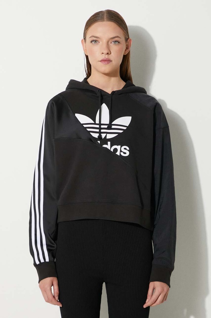 Adidas Adicolor Split Trefoil Hoodie sovrastampa nero HC7050