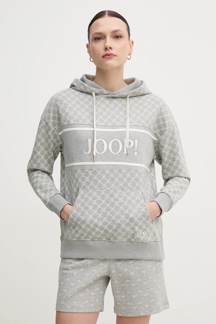 Joop! mikina s kapucí dámská s bavlnou šedá 30030062