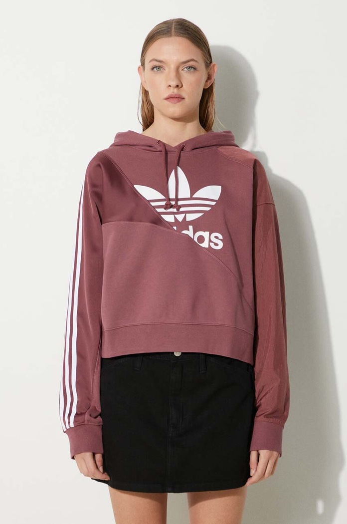 Хлопковая кофта adidas Originals печать бордо HC7035