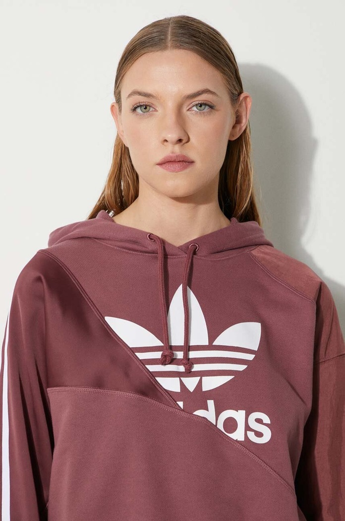 Хлопковая кофта adidas Originals HC7035 бордо