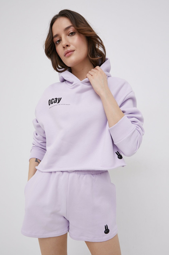 OCAY Bluza bawełniana nadruk fioletowy 221230430521.521