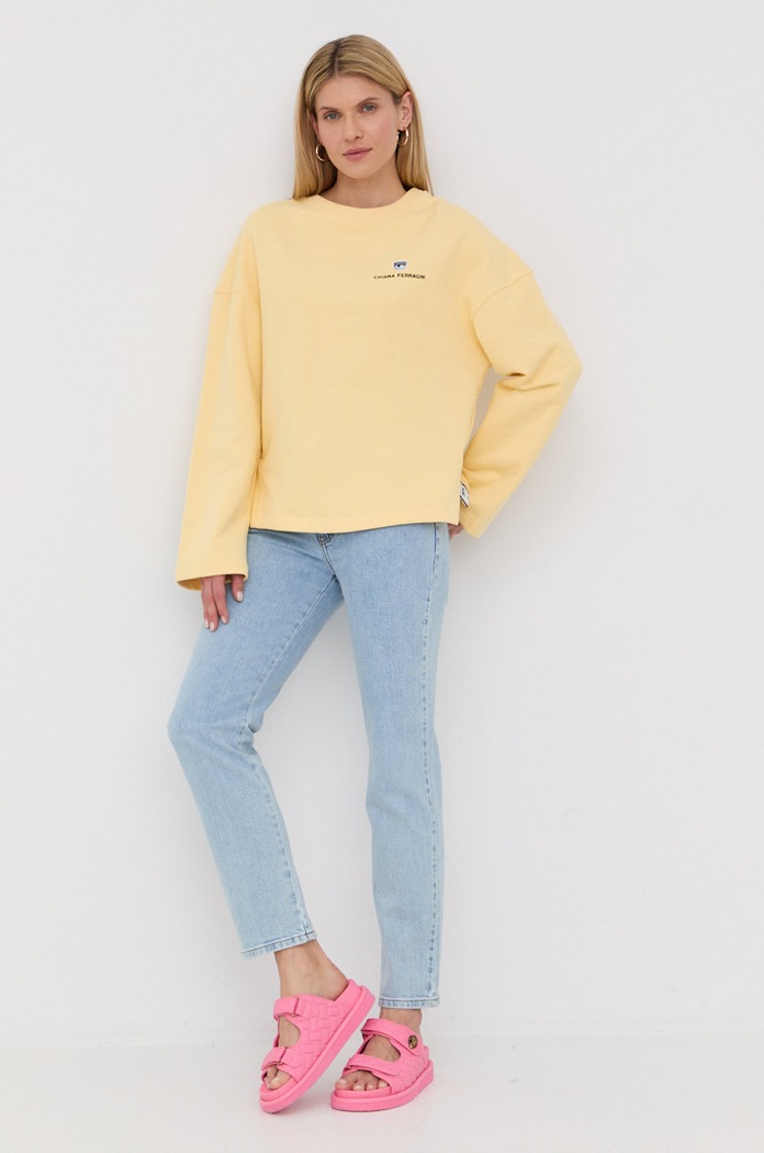 Bavlněná mikina Chiara Ferragni 72CBIT06 žlutá SS22
