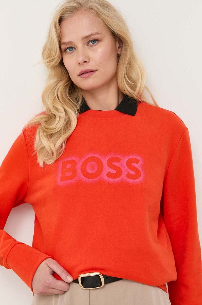 Pamučna dukserica BOSS narančasta 50468357