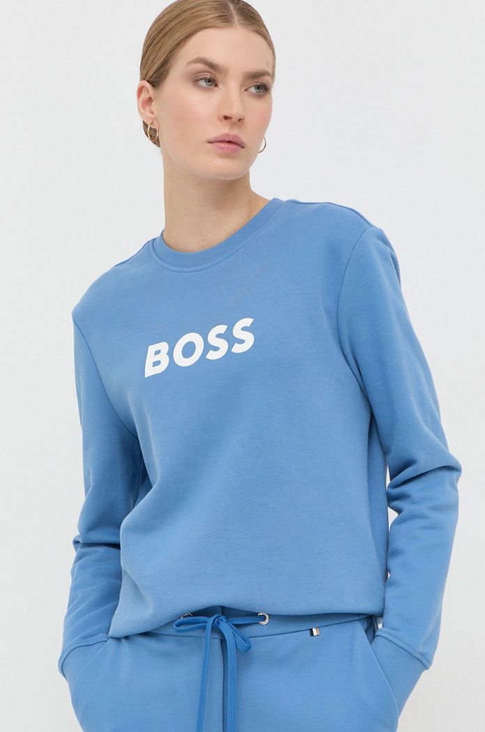 BOSS bluza bawełniana niebieski 50468357