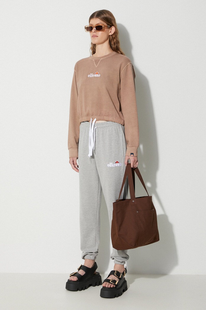 Ellesse bluza bawełniana SGM14011 brązowy SS22