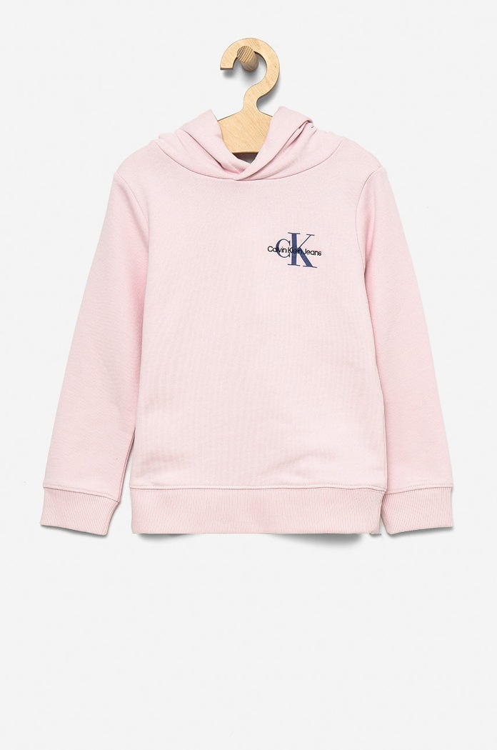 Detská mikina Calvin Klein Jeans s elastanom ružová IU0IU00266.PPYY
