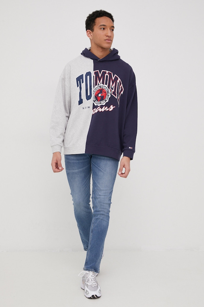 Bavlněná mikina Tommy Jeans směs námořnická modř DM0DM12935.PPYY