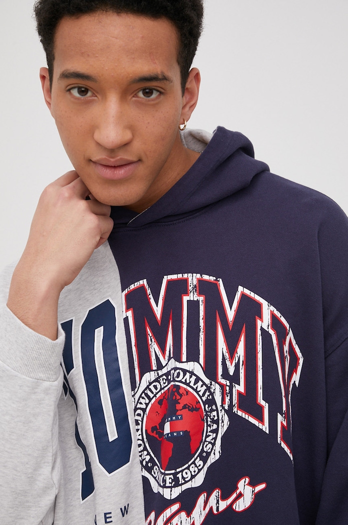 Bavlněná mikina Tommy Jeans námořnická modř DM0DM12935.PPYY