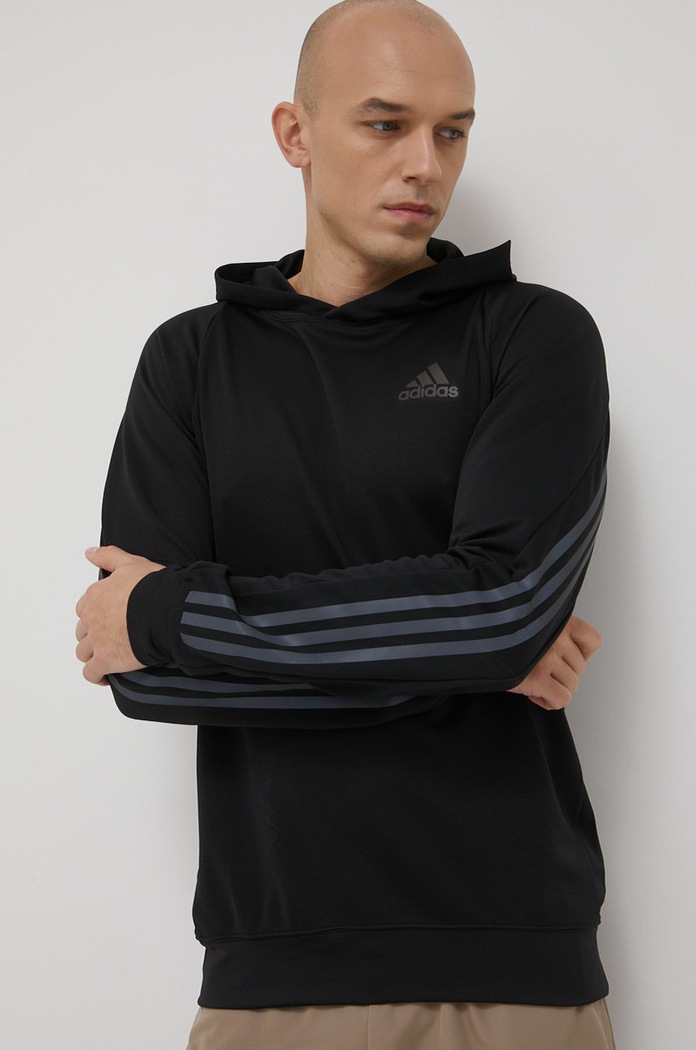 Joggingová mikina adidas Performance Run Icon HE2472 s kapucí černá HE2472
